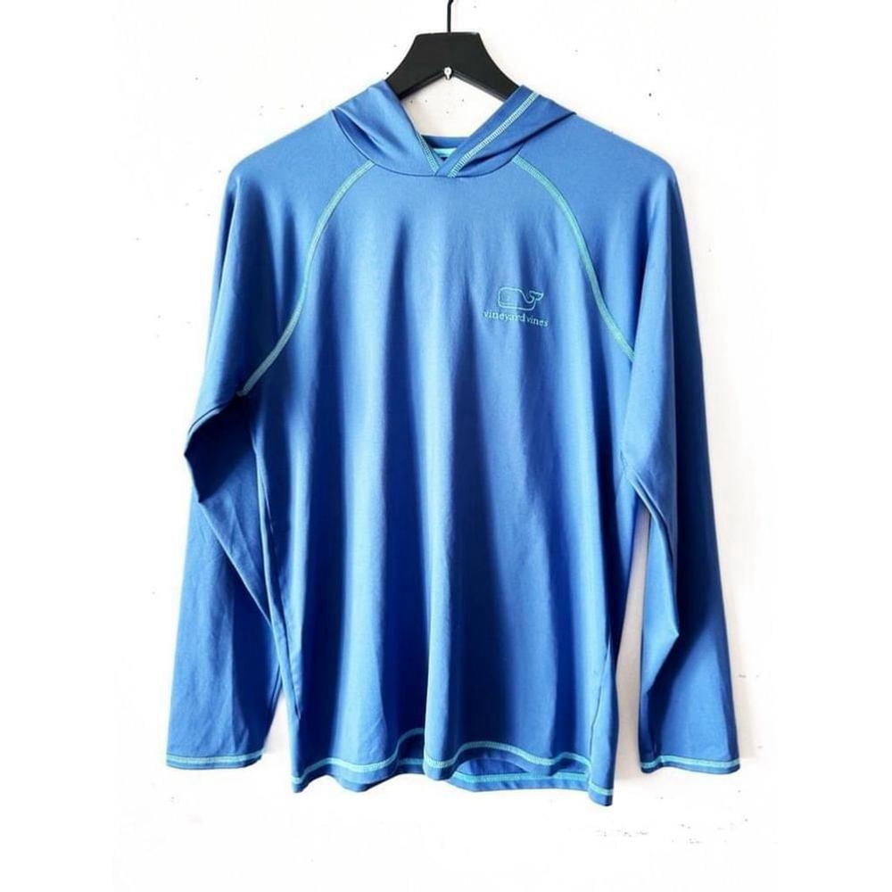 Vineyard Vines Performance Hoodie XS Blue Long Sleeve UV Shirt Whale Logo